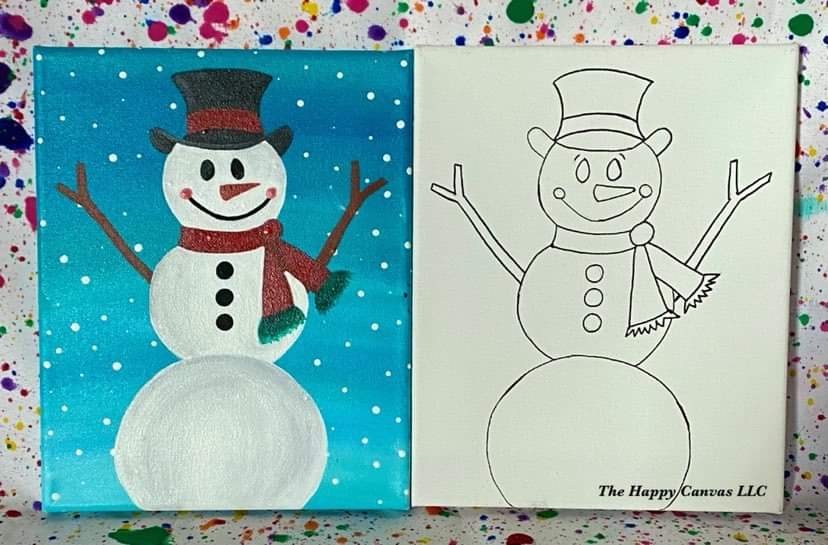 DIY Paint Party Kit Instant Download Winter Fun Snowman Paint & Sip Party,  Download Tracer, Step by Step Instructions and Supply Lis 