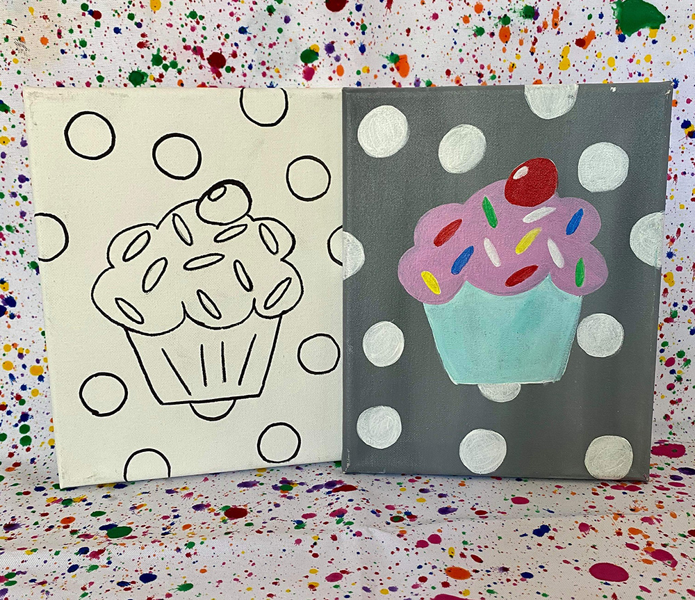 Cupcakes with Sprinkles Pre-Drawn Kids Design
