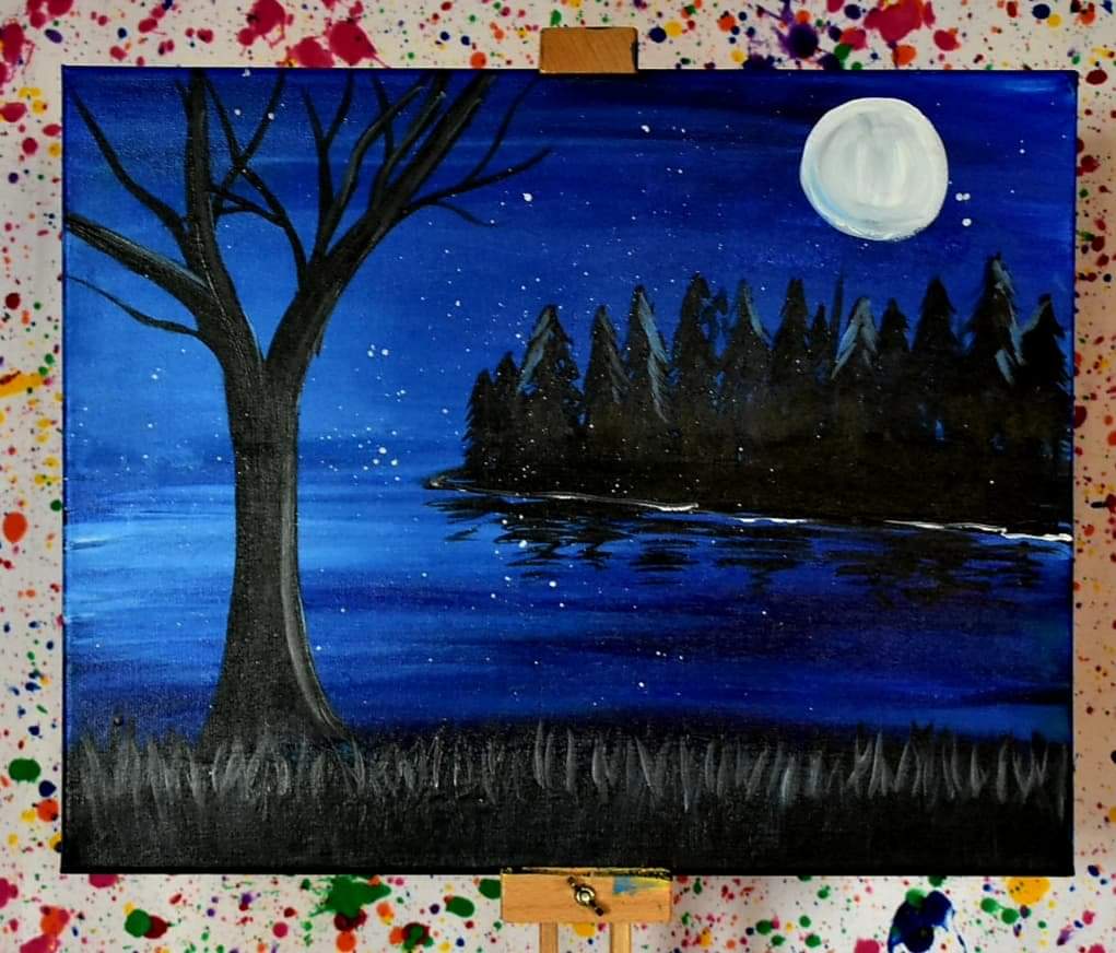 Midnight on the lake Canvas Painting