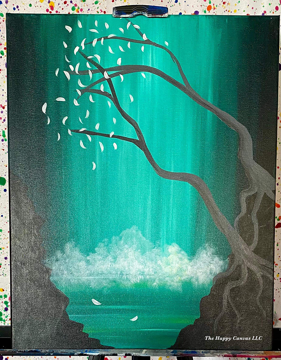 Misty Waterfall Canvas Painting