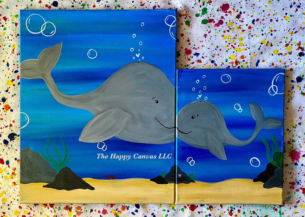 Mommy and Me Whales Canvas Paintings