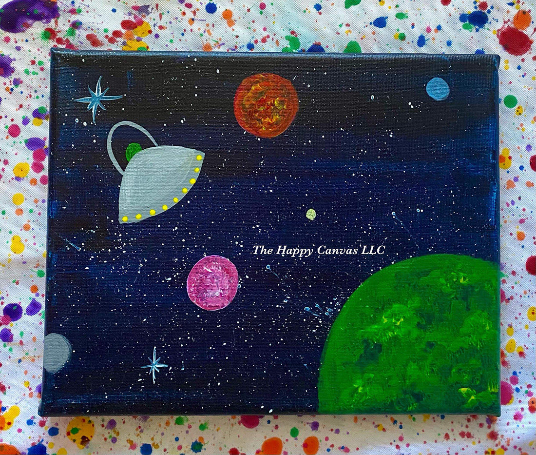 Planets in space kids painting choice
