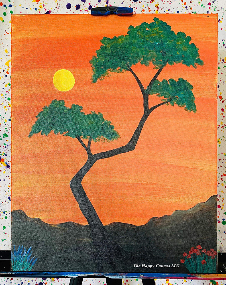 Safari Sunset Canvas Painting