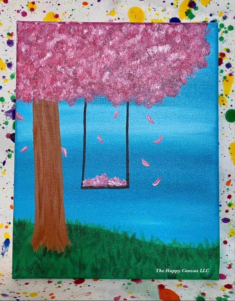 Swinging on a tree kids painting choice