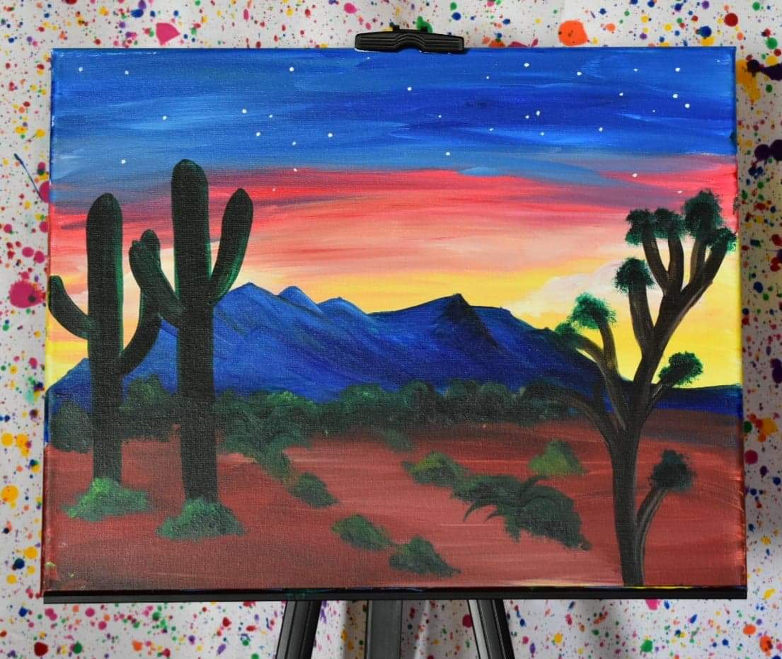 Starry Desert Night Canvas Painting