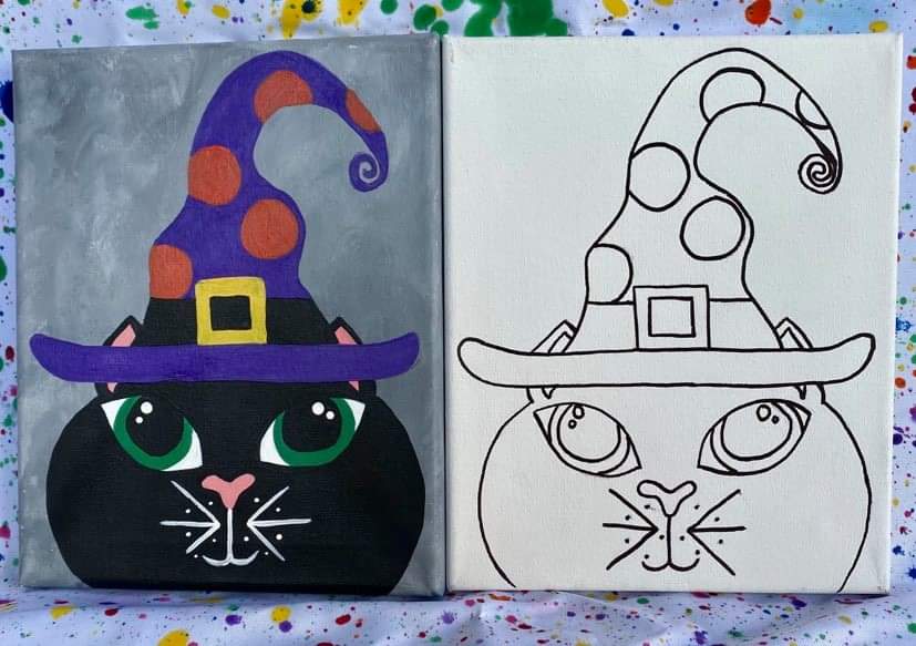 Halloween Black Cat Pre-Drawn Kids Design