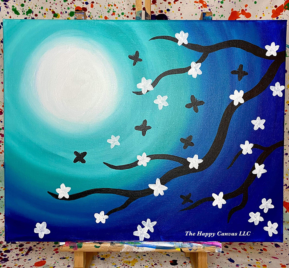 Blue moon at night Canvas Painting
