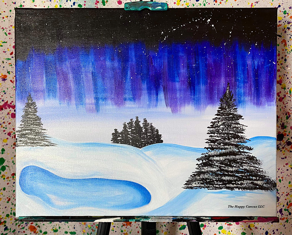 Christmas Winter Night Canvas Painting