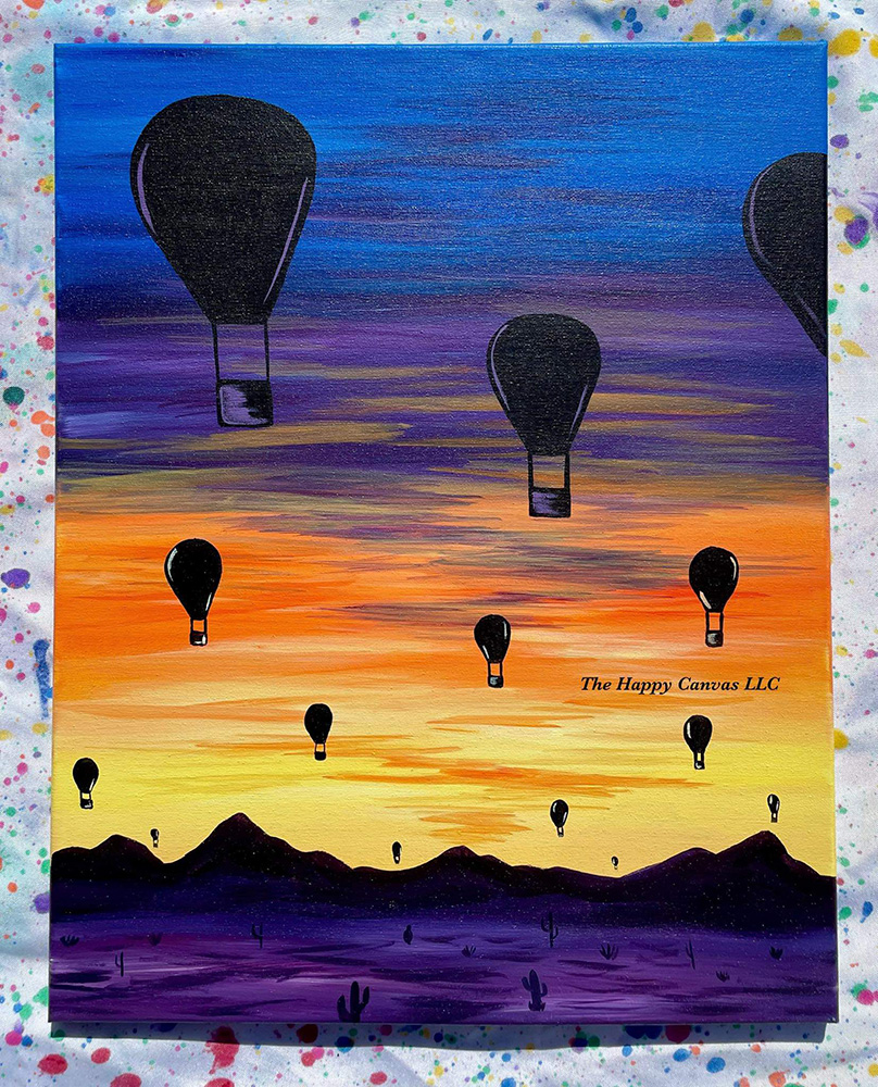 Hot air balloons at sunrise painting
