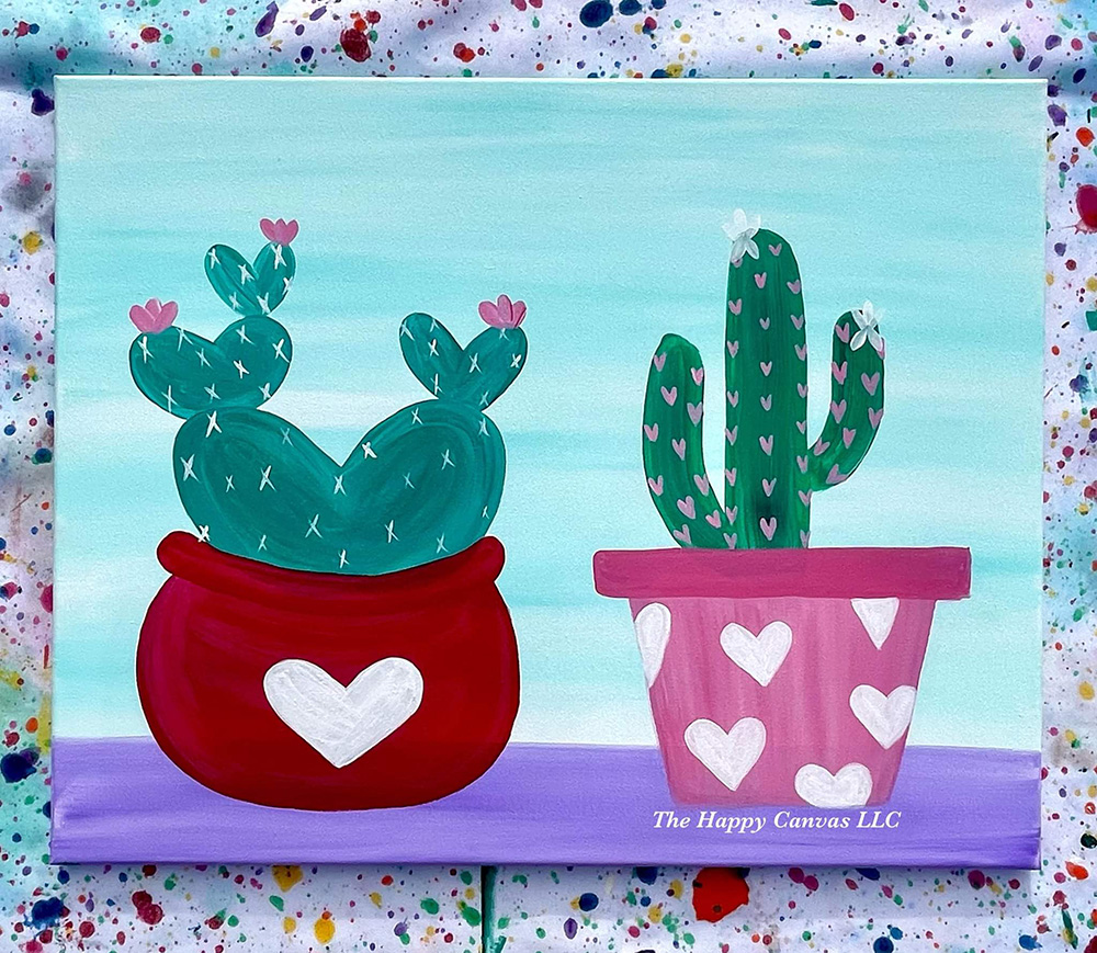 Cacti in pots painting