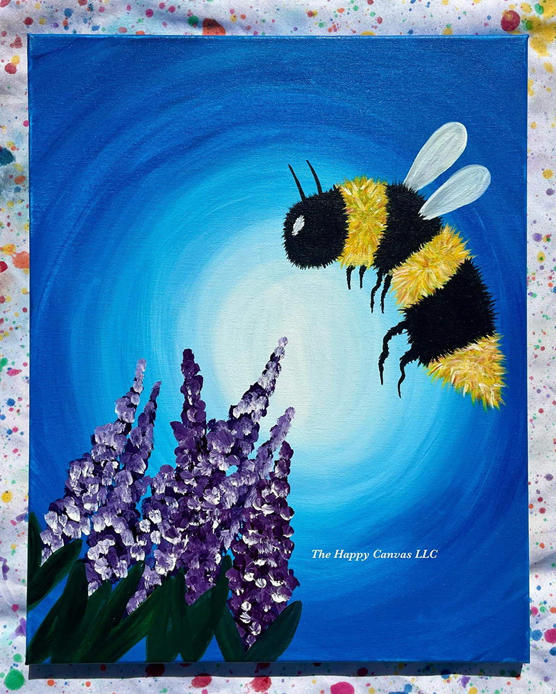 honeybee on lavender painting