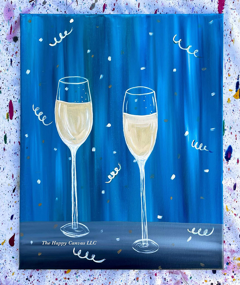 New Years champagne painting