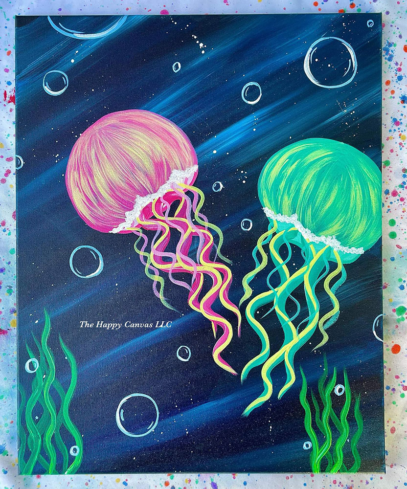 Deep Blue jellyfish painting
