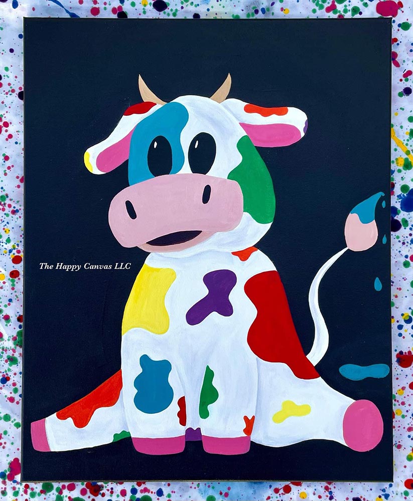 Rainbow cow painting