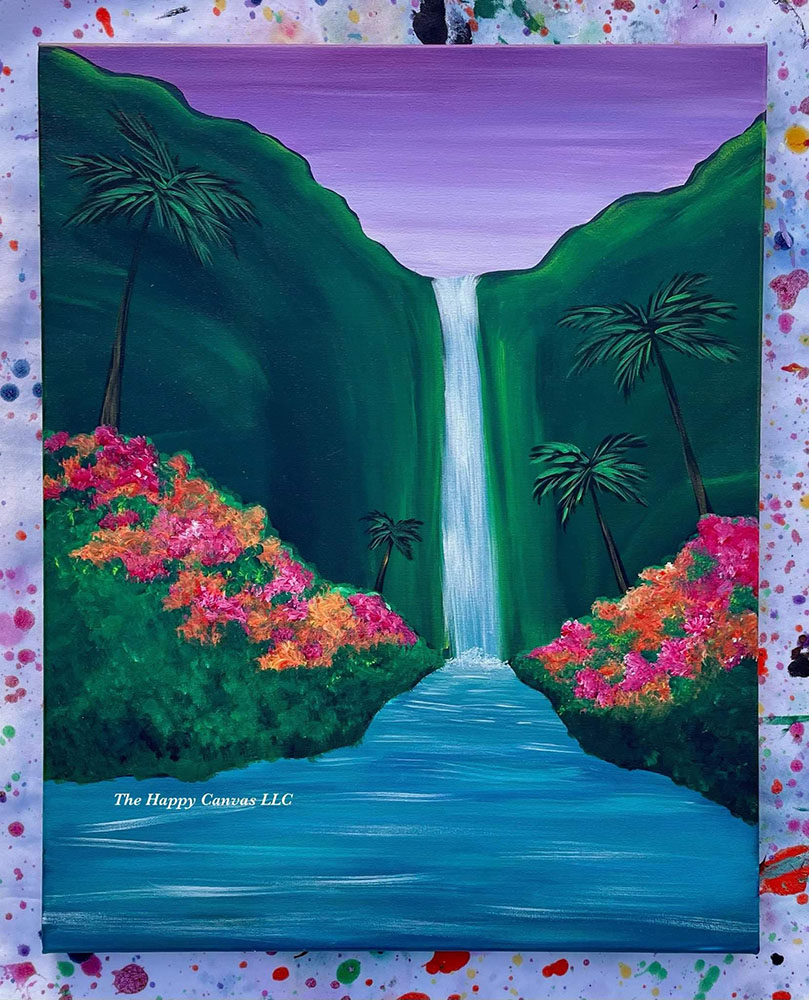 hawaii waterfall painting
