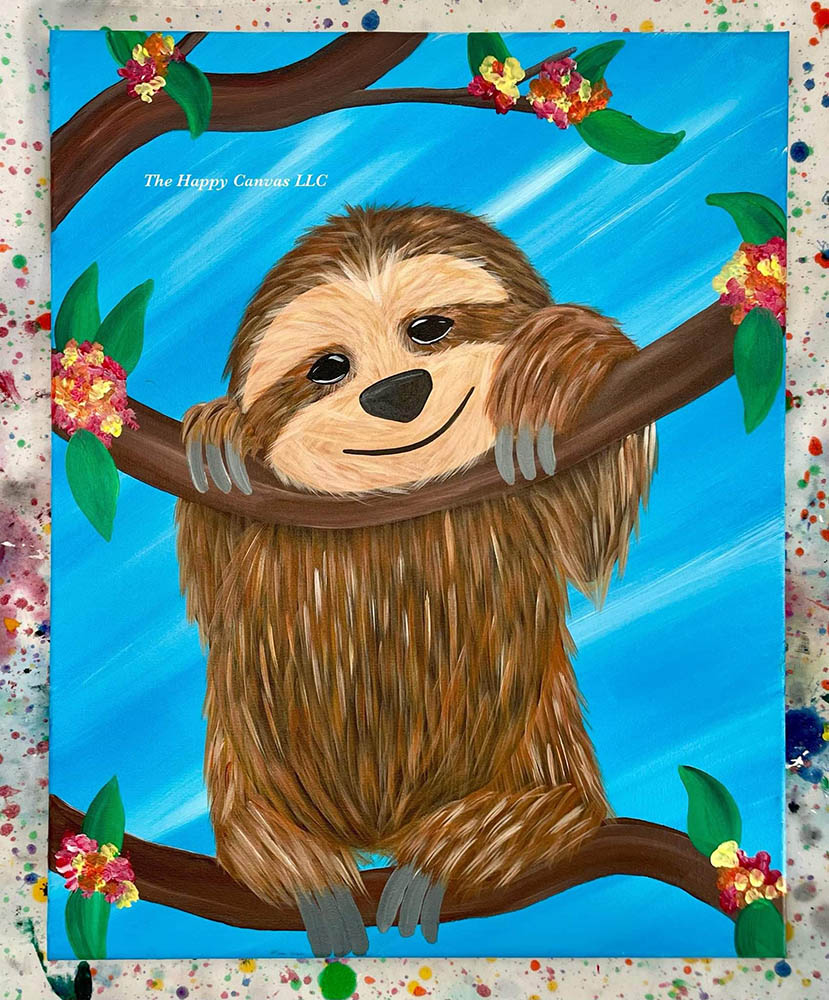 sloth in tree painting